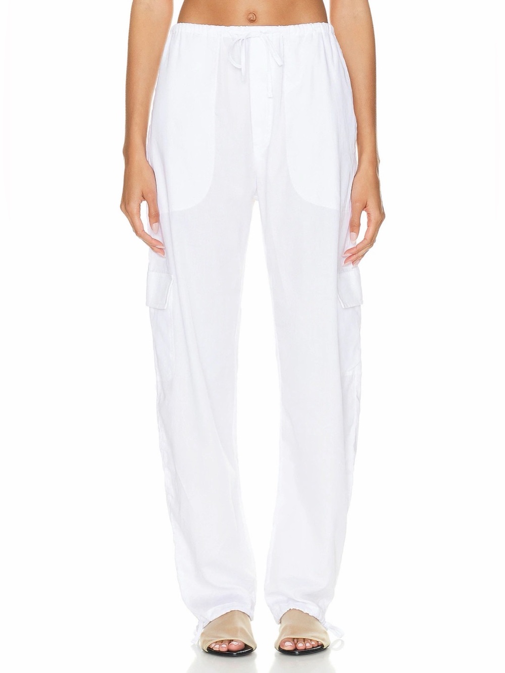 Leset Yoko White Cotton Cargo Pants Small